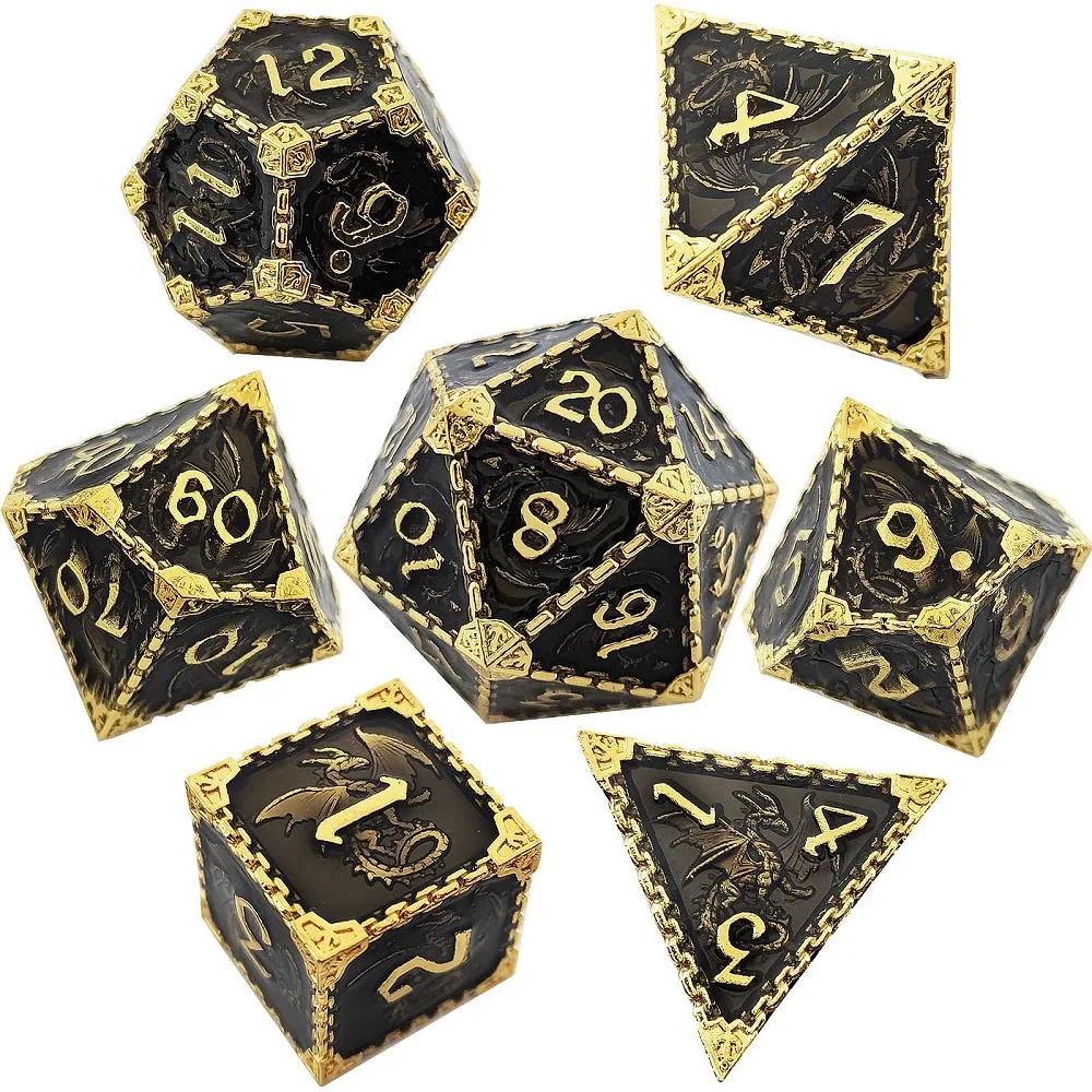 

Polyhedral DND metal solid dragon DICE 7 sets with COC running group TRPG Cthulhu board game