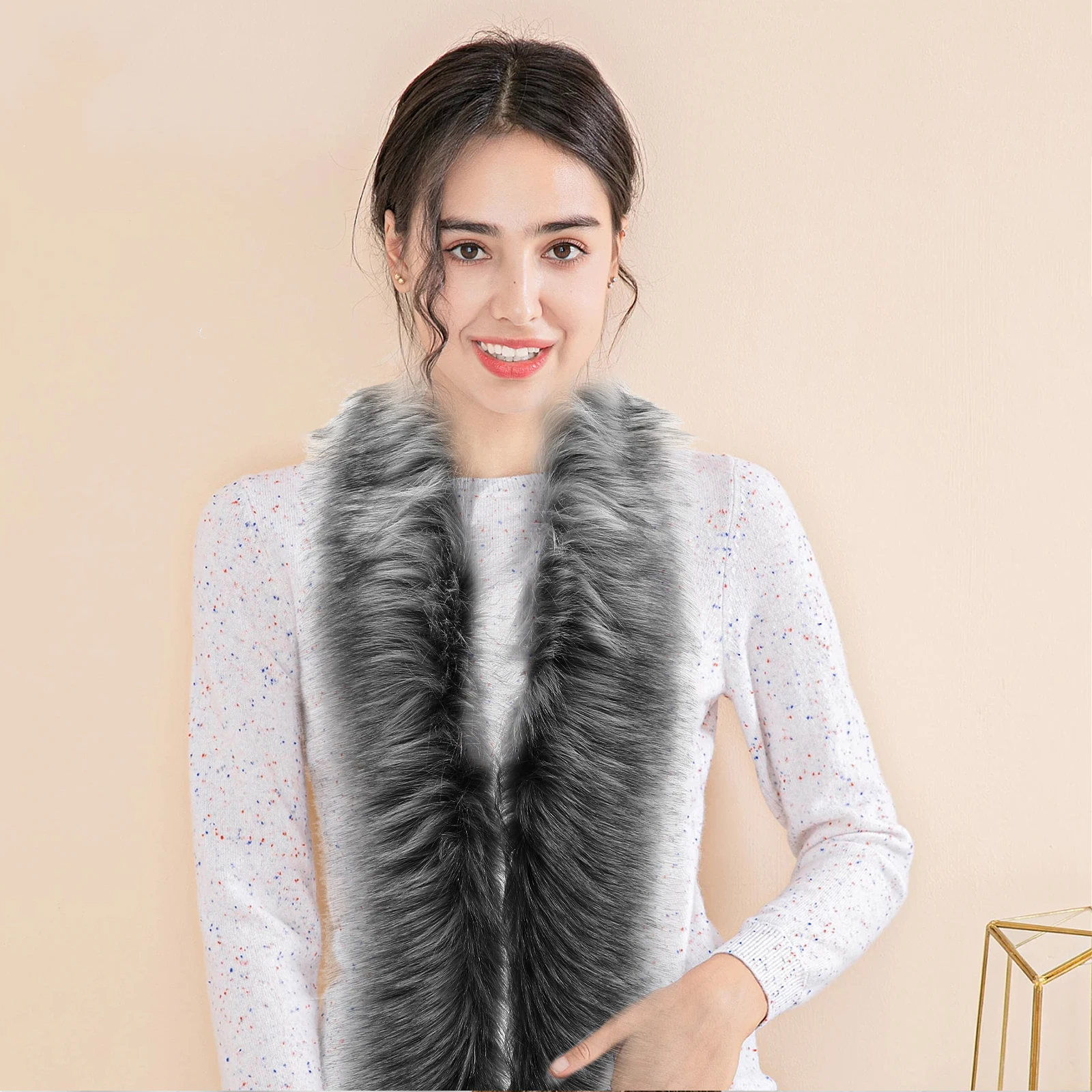 

Warm Faux Women Long Scarf Wrap Soft Elastic Collar Washable Winter Costume Accessories Imitation Winter Stole For Girls