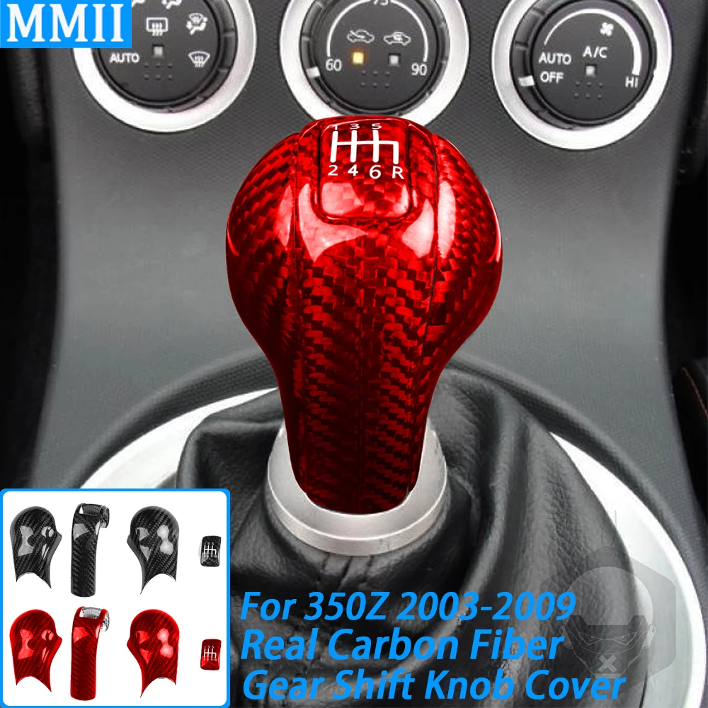 

For Nissan 350Z Z33 2003-2009 Real Carbon Fiber Center Console Gear Shift Knob Cover Trim Car Interior Modification Accessories