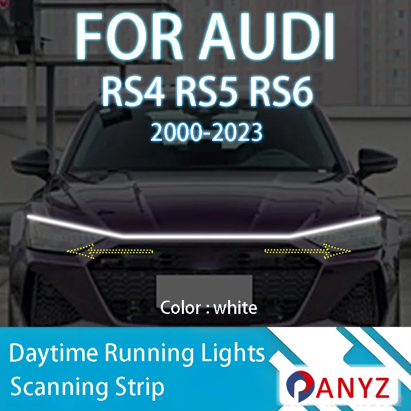 

FOR AUDI RS4 RS5 RS6 2000-2023 Upgrade LED Daytime Running Light Scan Starting Car Hood DRL Guide Decorative Ambient Lamp 12V