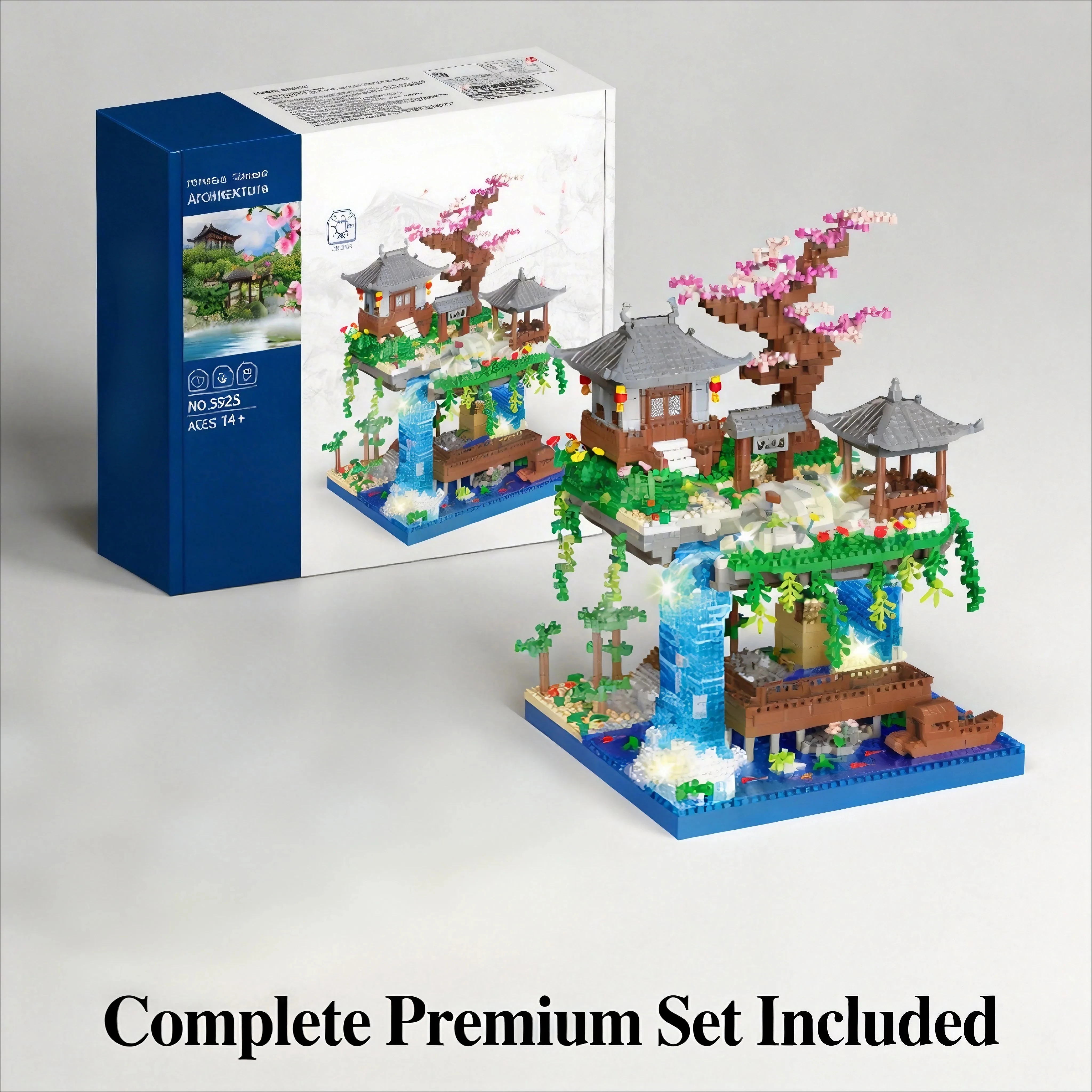 Bloques de Construcción Micro del Pabellón Chino TAOHUATAN - Artesanía Exquisita para Coleccionistas, Exhibición de Lujo - Versión en Inglés