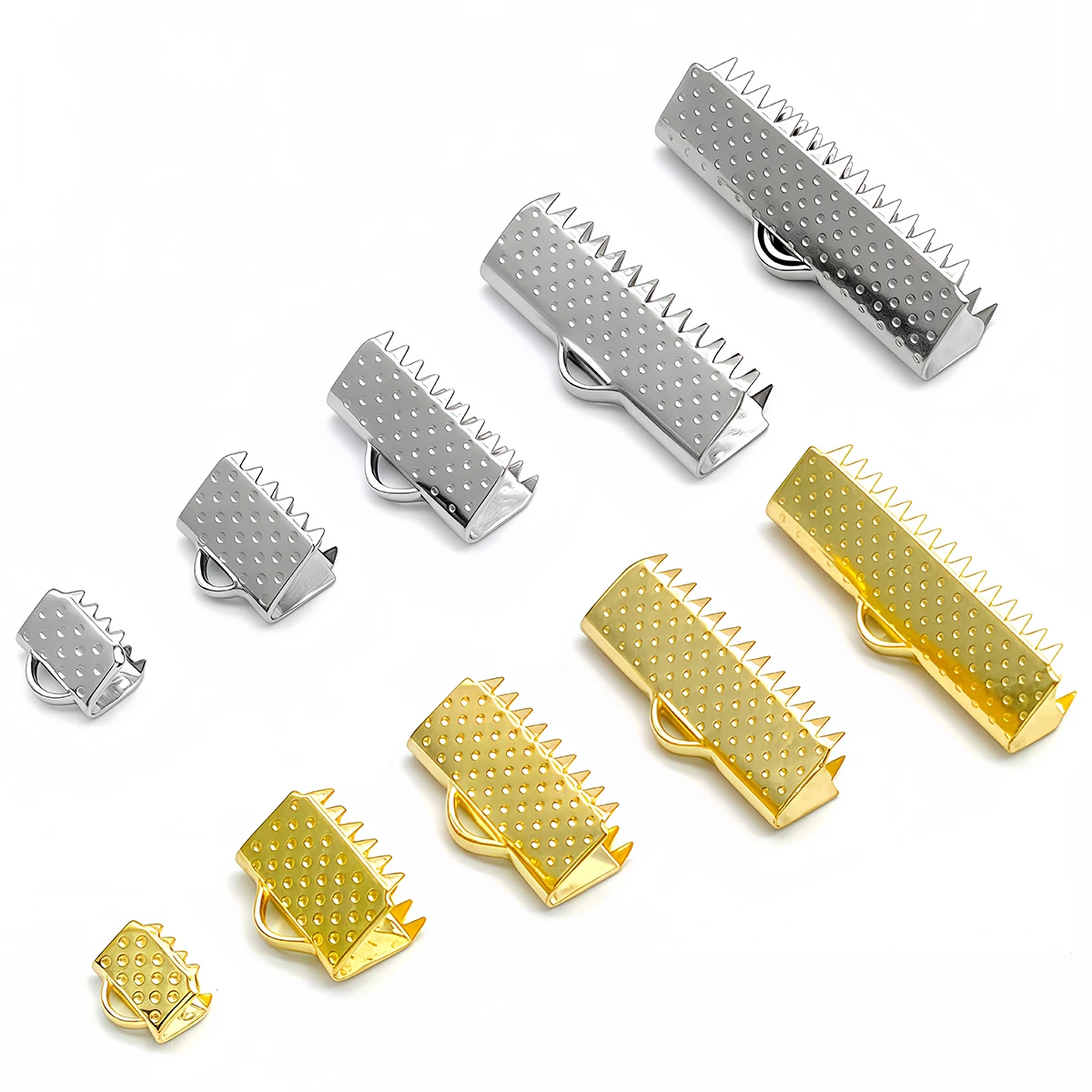10/30 Stück Edelstahl-Crimp-Perlen, Cove-Verschlüsse, Kordel-, Band- und Lederclips, Abdeckungen, Verschlüsse und Verbinder für die DIY-Schmuckherstellung – Detail 4