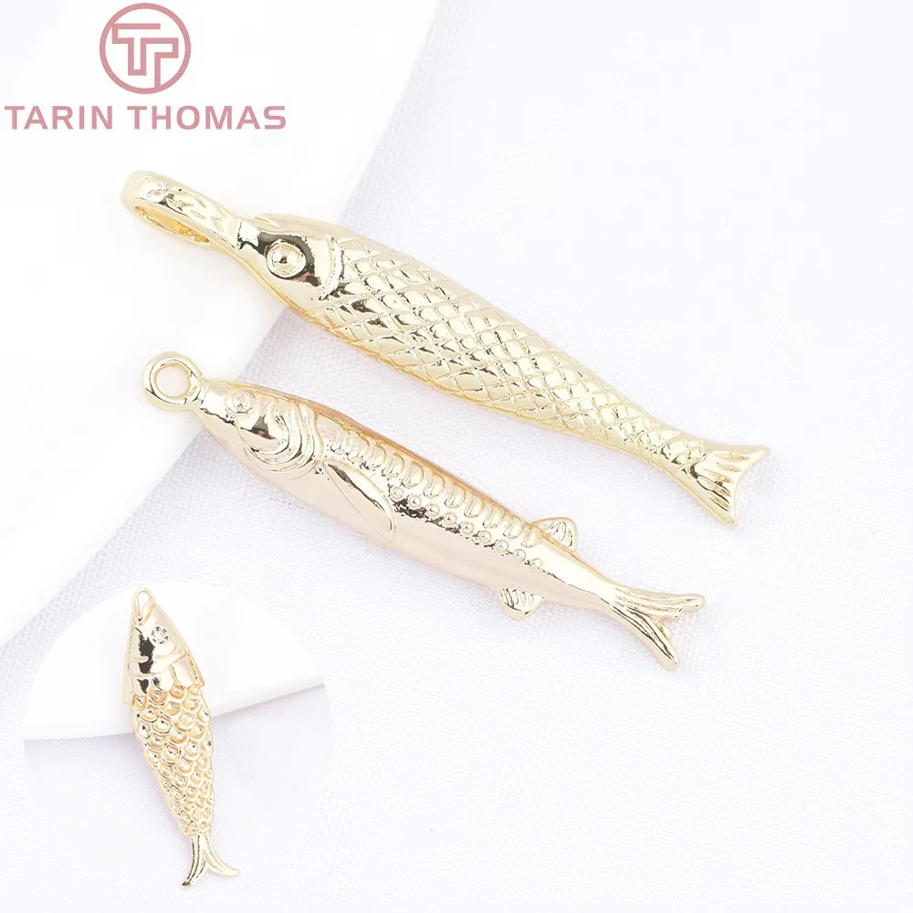 (9936) 24K Gold Color Brass Autumn Knife Fish Shaped Charms Pendants High Quality DIY Jewelry Making Findings Wholesales
