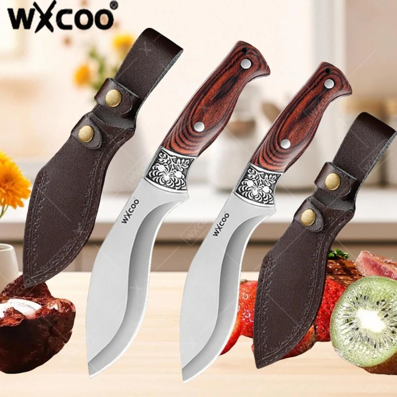 WXCOO Handgeschmiedetes Metzgermesser Küche BBQ Fleisch Obst Schneiden Utility Haushalt Edelstahl Kochmesser Küchenbedarf