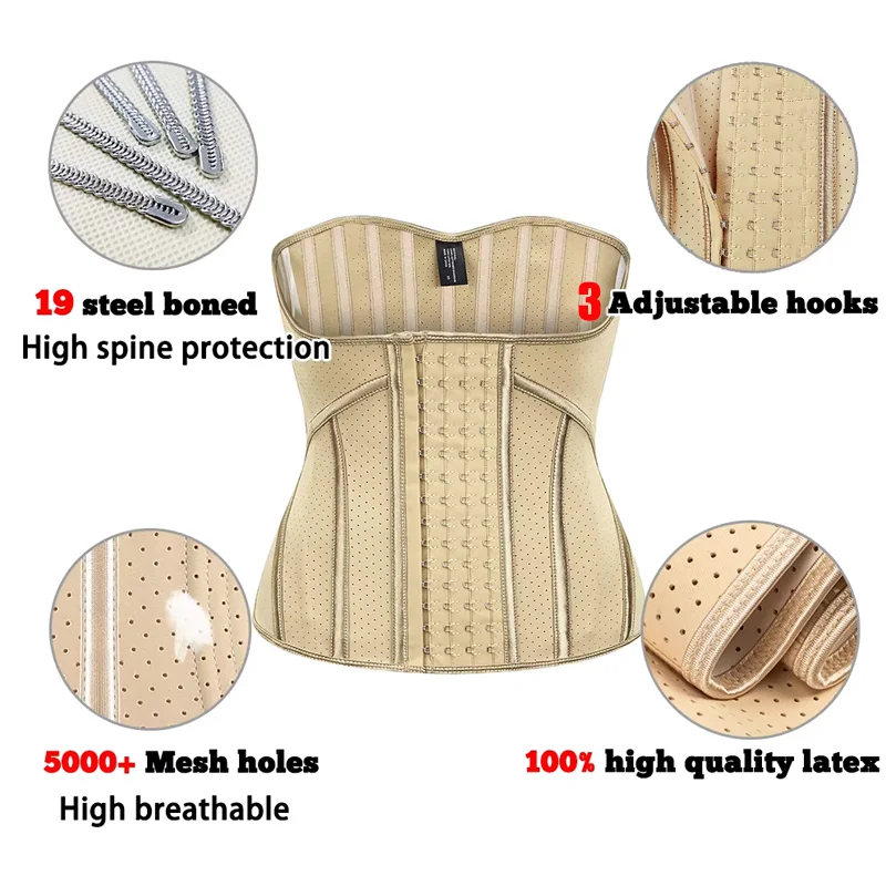 Women Latex Waist Trainer Corset Tummy Control Shapewear Steel Bone Hourglass Body Shaper Girdle Weight Loss Fitness Belly Belt