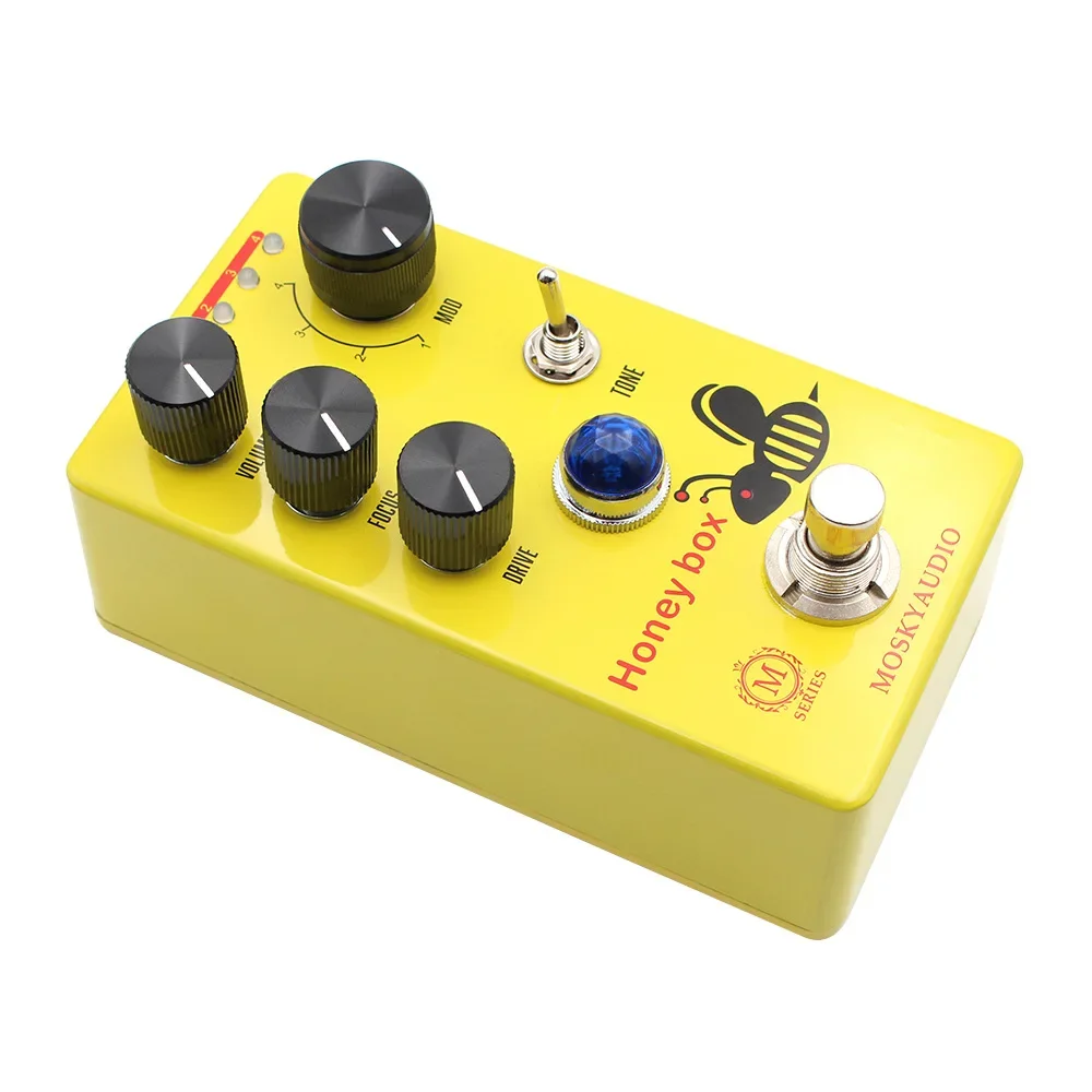 MOSKYAUDIO Honey Box Guitar Overdrive Pedal Dynamic Low Gain Overdrive Effect ,4 Modes Drive Pedal True Bypass