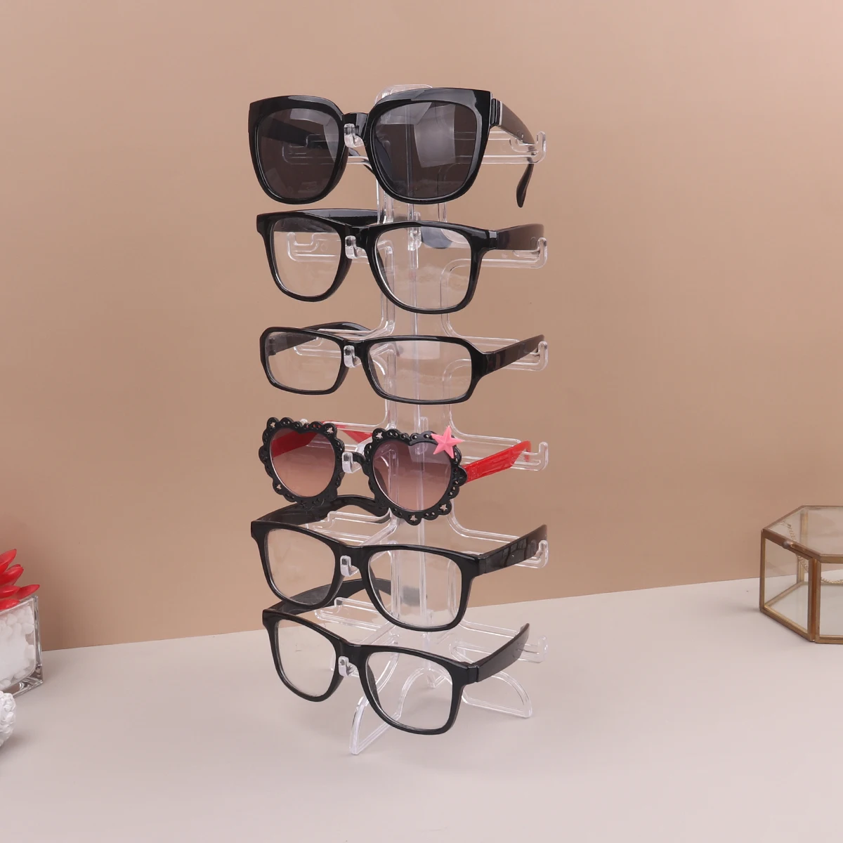 

Plastic Sunglasses Show Rack Holders Eyeglasses Display Stand Storage Holder Glasses Shelf Home Organizer Space Saving Shelf