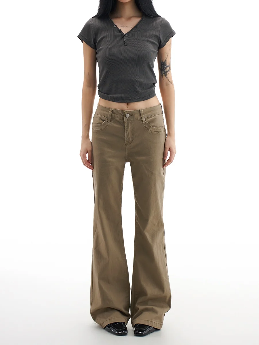 

Джинсовые джинсы Bell Bot с низкой талией, женские осенне-зимние новые свободные широкие брюки, хлопковые эластичные джинсовые брюки-клеш с микро-клеш