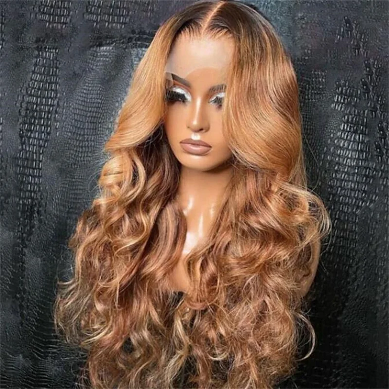 Ombre blonde Wave 5x5 Base in seta 26 pollici parrucca ebrea dei capelli umani capelli del bambino HD pizzo capelli europei prepizzicati Glueless moda quotidiana