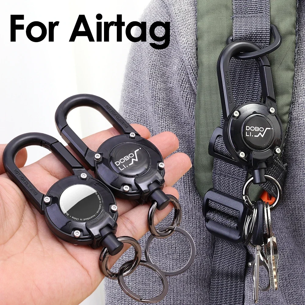 Shockproof Case for Apple AirTag Anti-Lost Protective Cover Holder Keychain with Key Ring & Carabiner for Climbing Keys Luggage