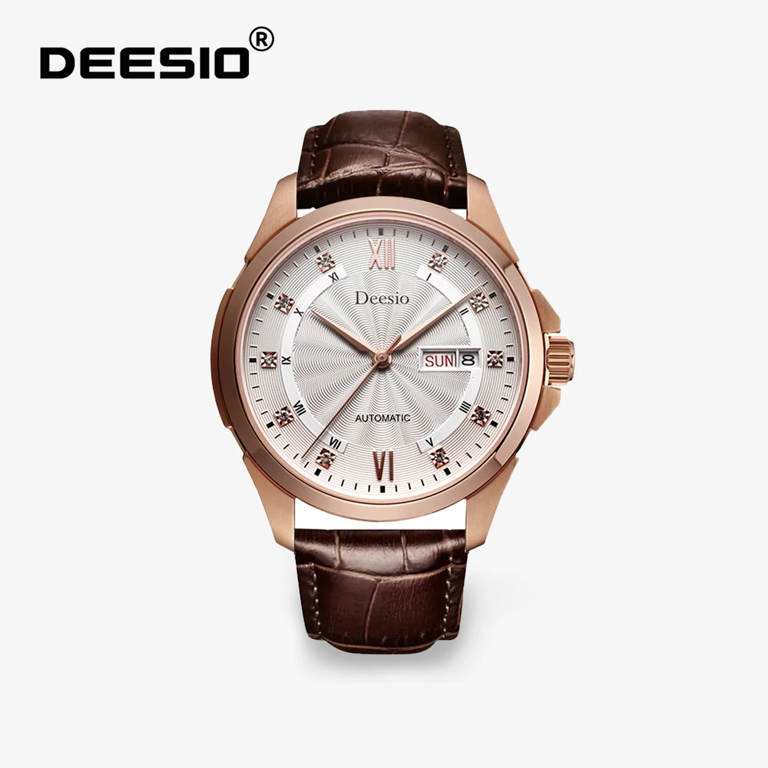 Deesio Automatikuhr für Herren, Edelstahl, wasserdicht, Datumsanzeige, Saphirglas, resistente mechanische Armbanduhr, Geschenke