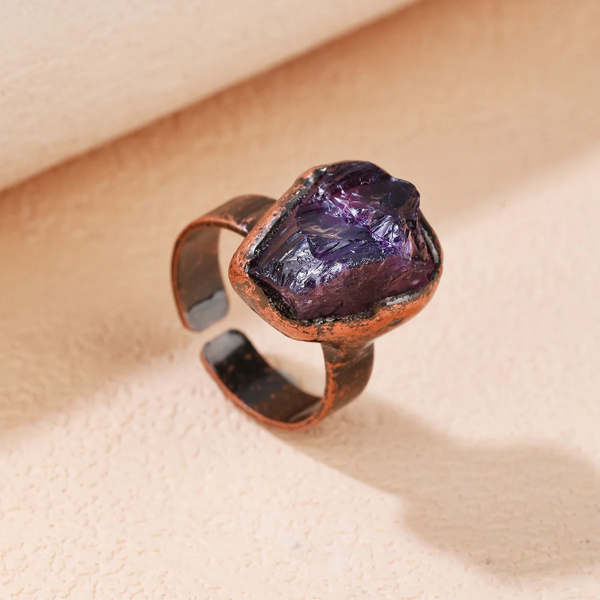 Yeevaa Vintage Amethyst Stein Ring Heilung Kristalls tein verstellbar offen breit Edelstein Ring Schmuck Geschenk