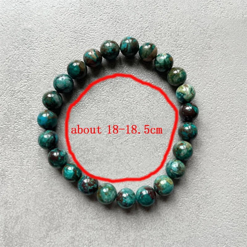 8-9MM Hubei Copper Green Turquoise Bracelet 18-18.5CM Length Undyed Natural Stone Jewelry Noble Elegant Beaded Hand Chain Women