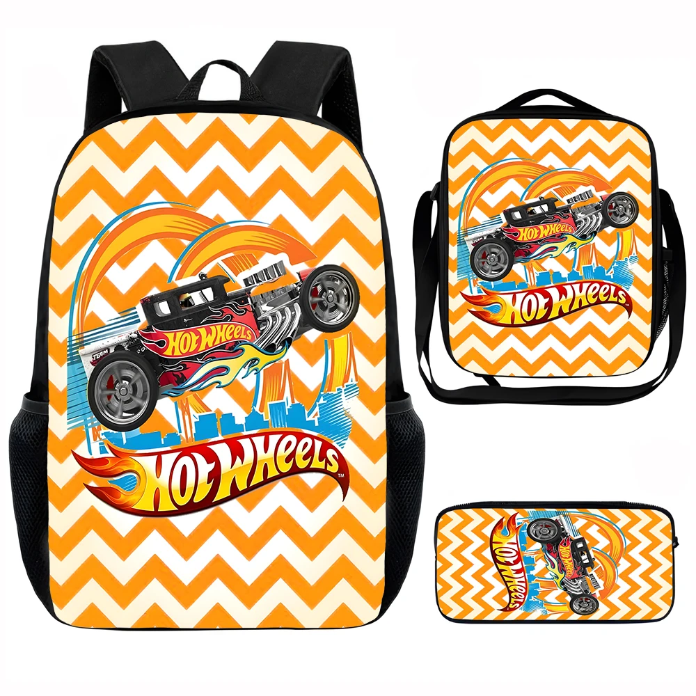 

H-hot W-wheels Child School Backpack with Lunch Bags ,Pencil Bags ,School Bags for Boys Girls Best Gift