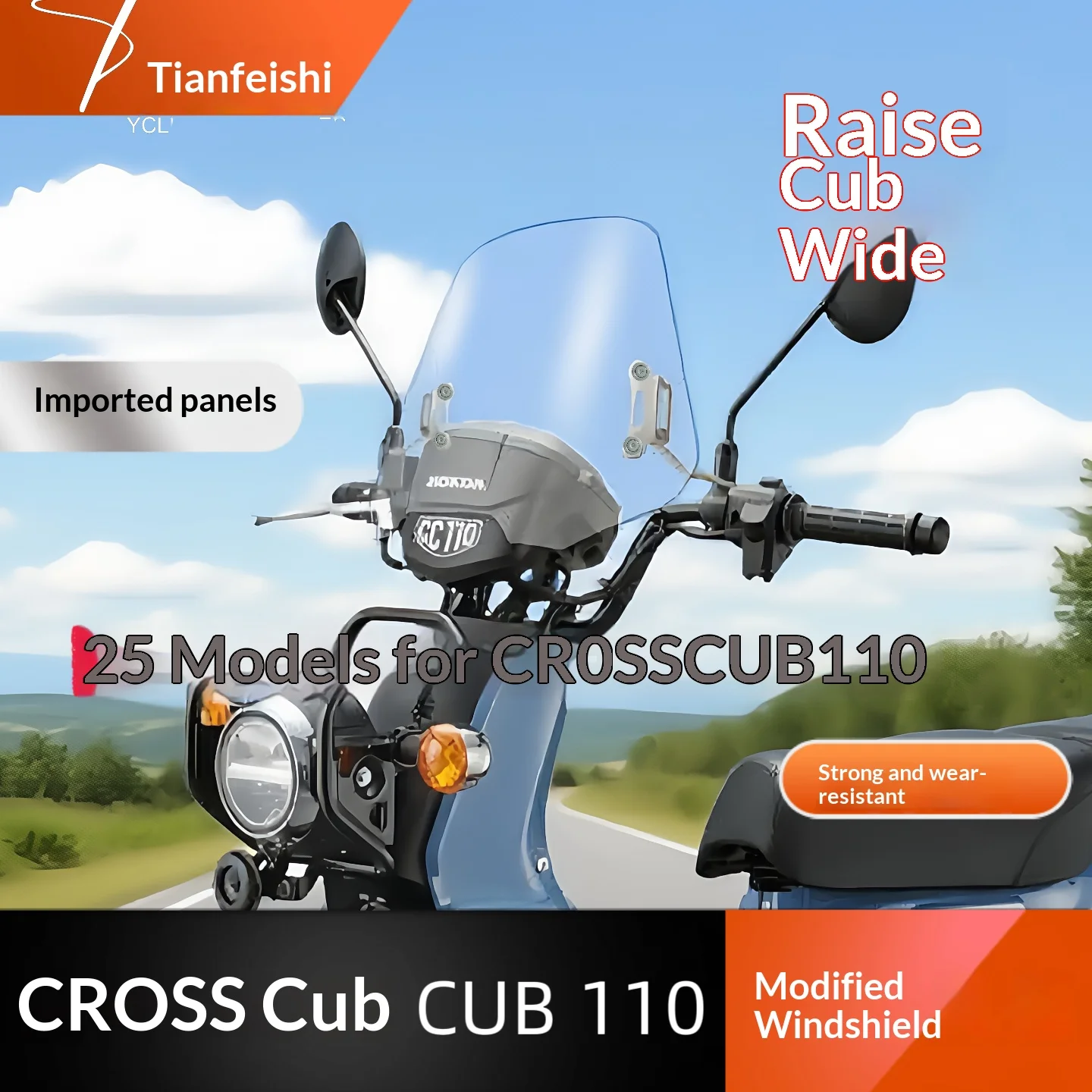 【Premium】 For 2025 Honda Cross Cub 110 CC110 Special Modified Windshield Front Windscreen Glass