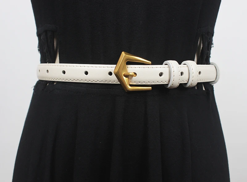 Women\'s Runway Fashion  Genuine Leather Cummerbunds Female Dress Corsets Waistband Belts Decoration Narrow Belt R2114