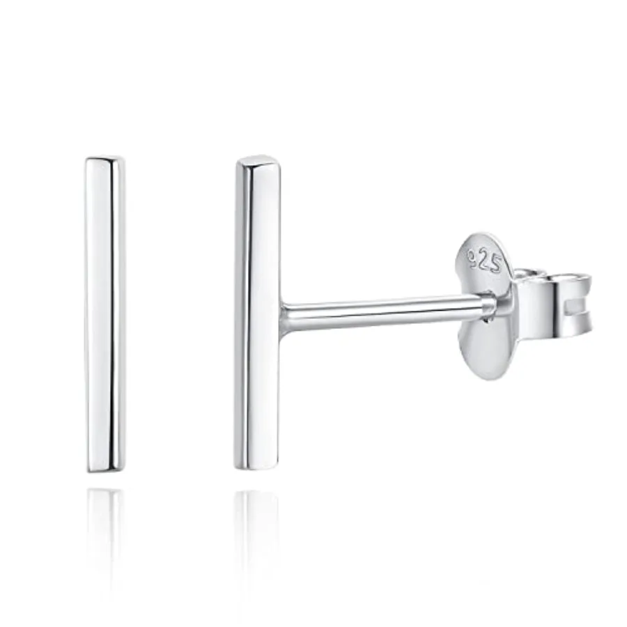 

Dainty Mini Bar Stud Earrings for Women 925 Sterling Hypoallergenic Everyday Jewelry