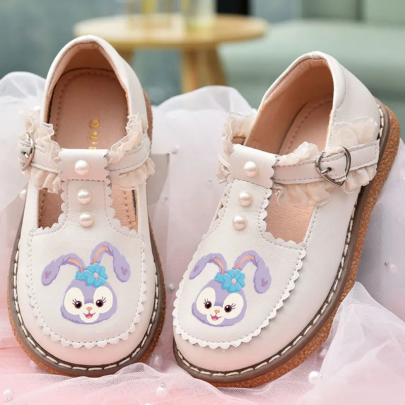 

Disney Girls' Casual Shoes Lolita Princess StellaLou Shoes PU Leather Girls' Soft Soled Pink White Shoes Size 23-37