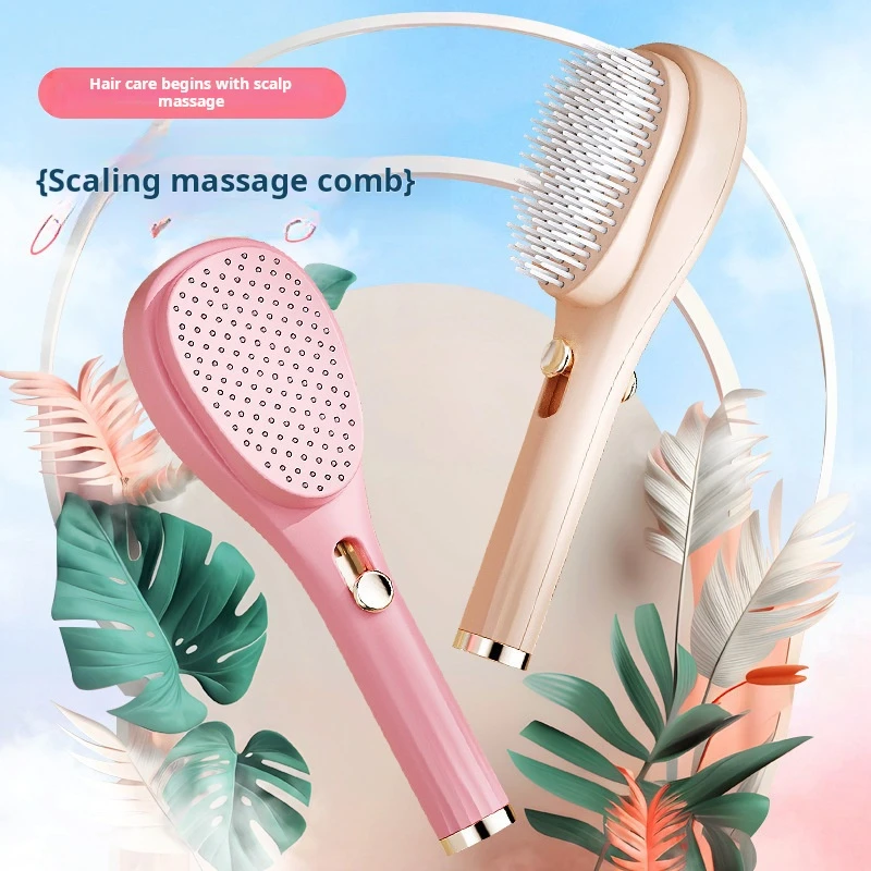 Escova de cabelo autolimpante portátil, antiestática, massagem no couro cabeludo, pente mágico retrátil, escova desembaraçadora, ferramenta de estilo de salão de beleza