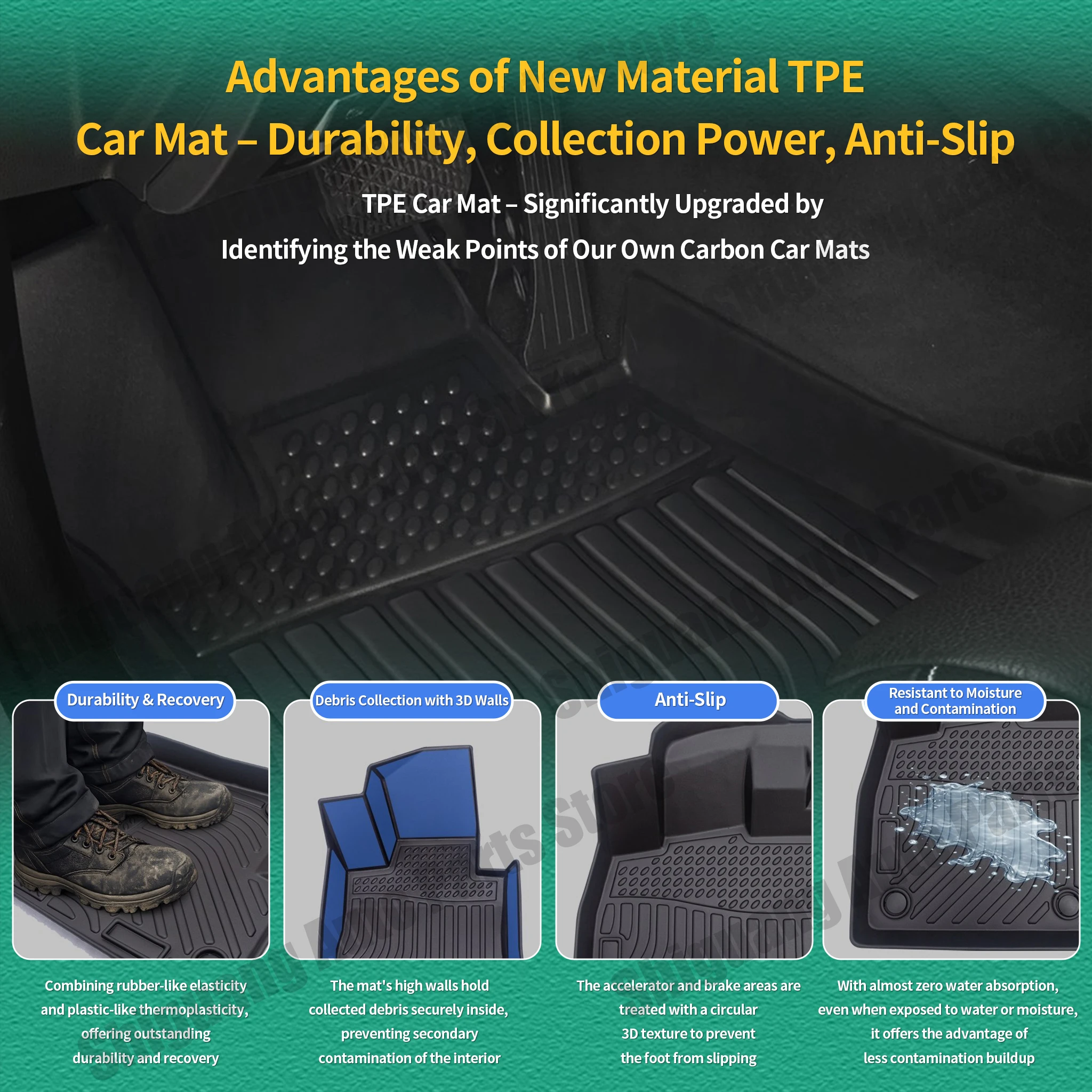 Front Rear Car TPE Floor Mats  - Car Floor Mat Rubber recension och pris