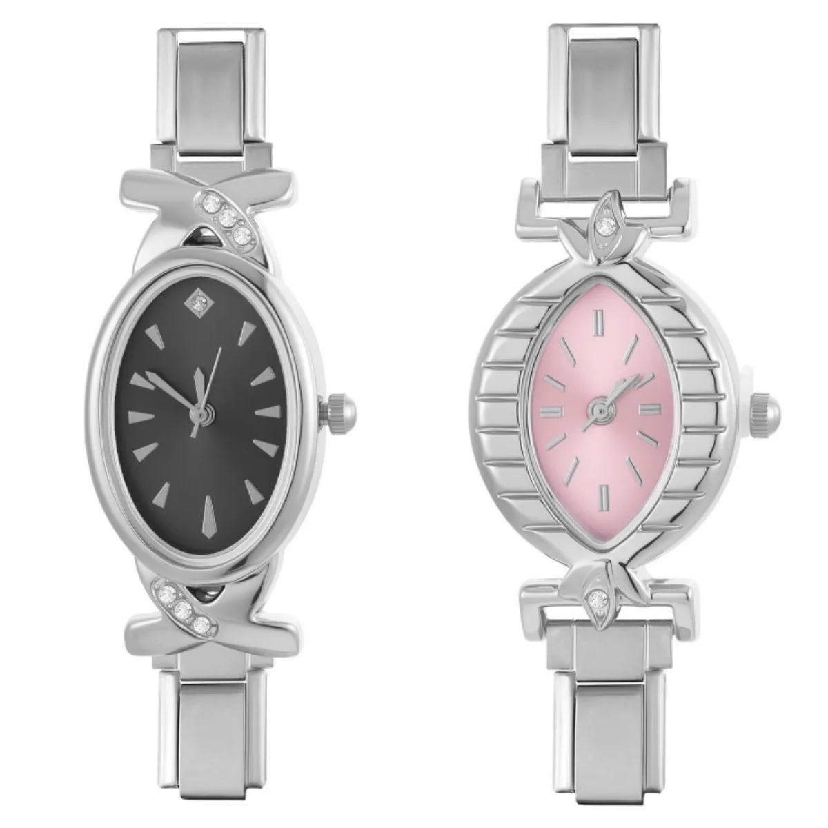 New Vintage High Quality Stainless Steel Oval Round Watch Bracelet Fit 9mm DIY Italian Charm Bangle Watch Head Jewelry Gifts