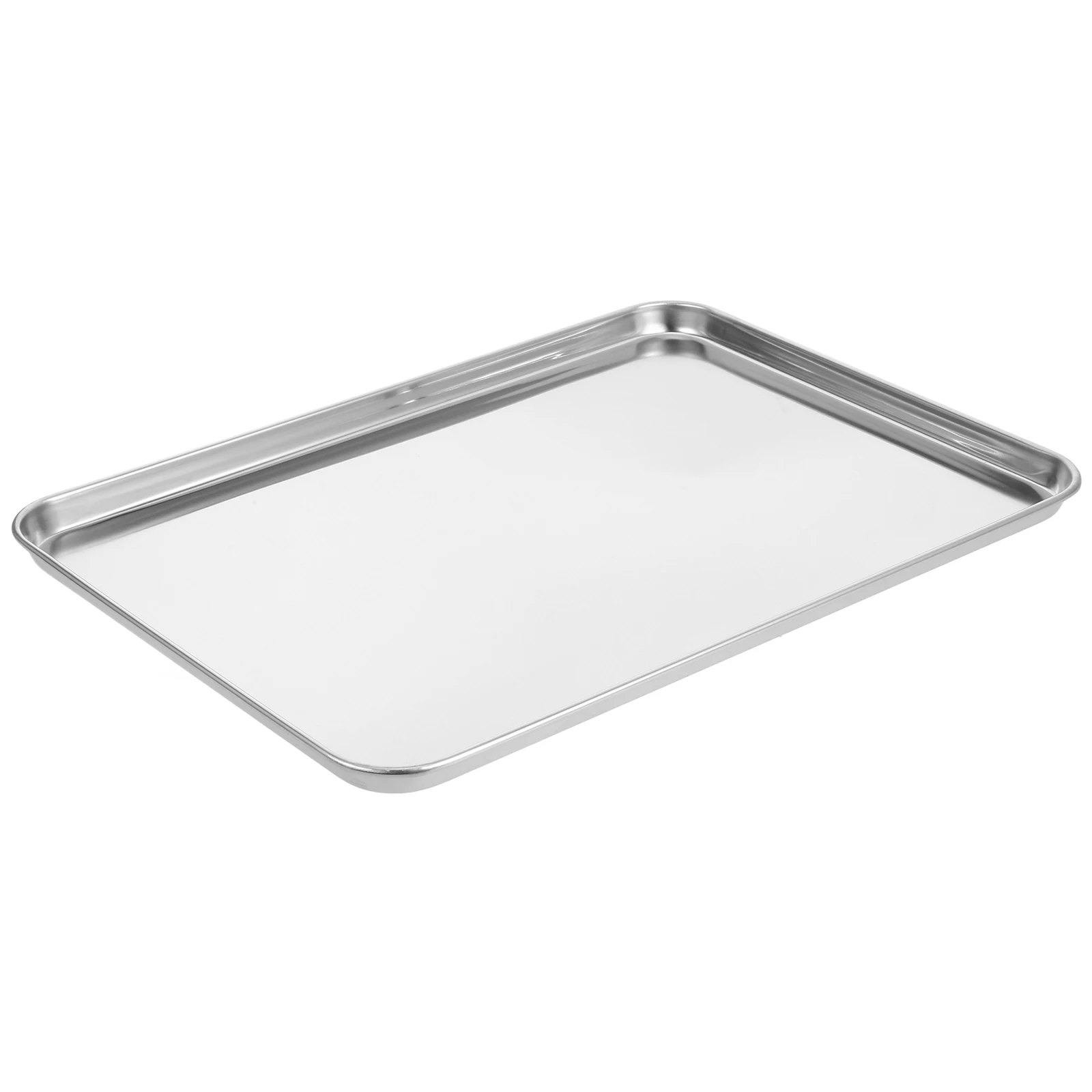 

Stainless Steel Rice Noodle Tray 35x25x1.5cm Rectangular Plate for BBQ Party Food Storage Serving Platter Bright Design