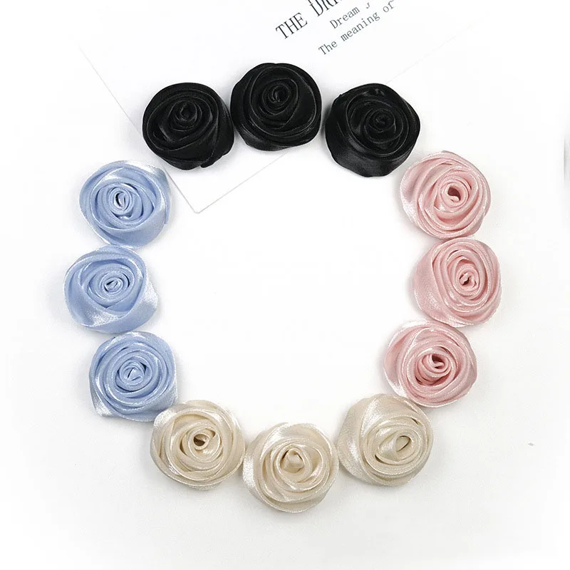 10 PCS 3cm High-end satin rose flower handmade diy hairpin corsage headdress wedding accessories hat clothing accessories