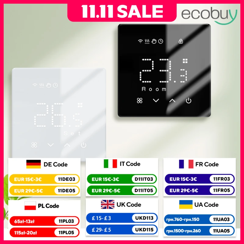 

Tuya Wifi Smart Thermostat Gas Boiler Wifi Heating Thermostat Battery-Powered Wifi Boiler Thermostat Room Temperature Controller