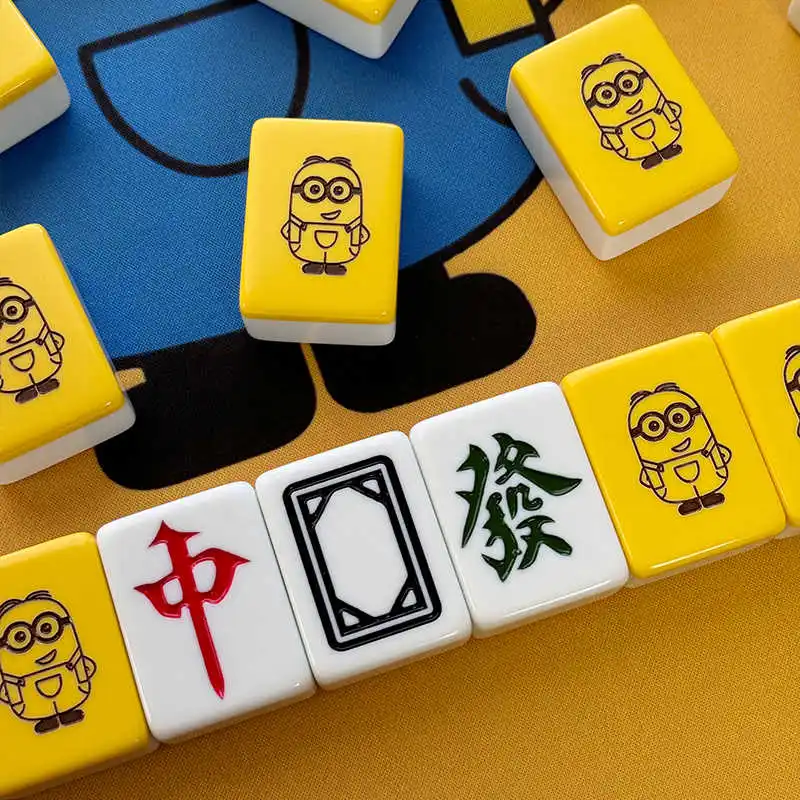 Miniso Minions Cartoon Cute Hand Rubbing Mahjong Creative Kawaii Family Party Entertainment Toy 40 42 Mahjong Set Gift