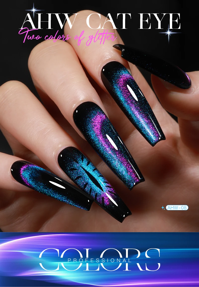 AS 15ML True Double Light Cat Magnetischer Gel-Nagellack 12D Sparkling Glitter Semi Permanent Soak Off Nail Art Lack Gel Need Black – Detail 1