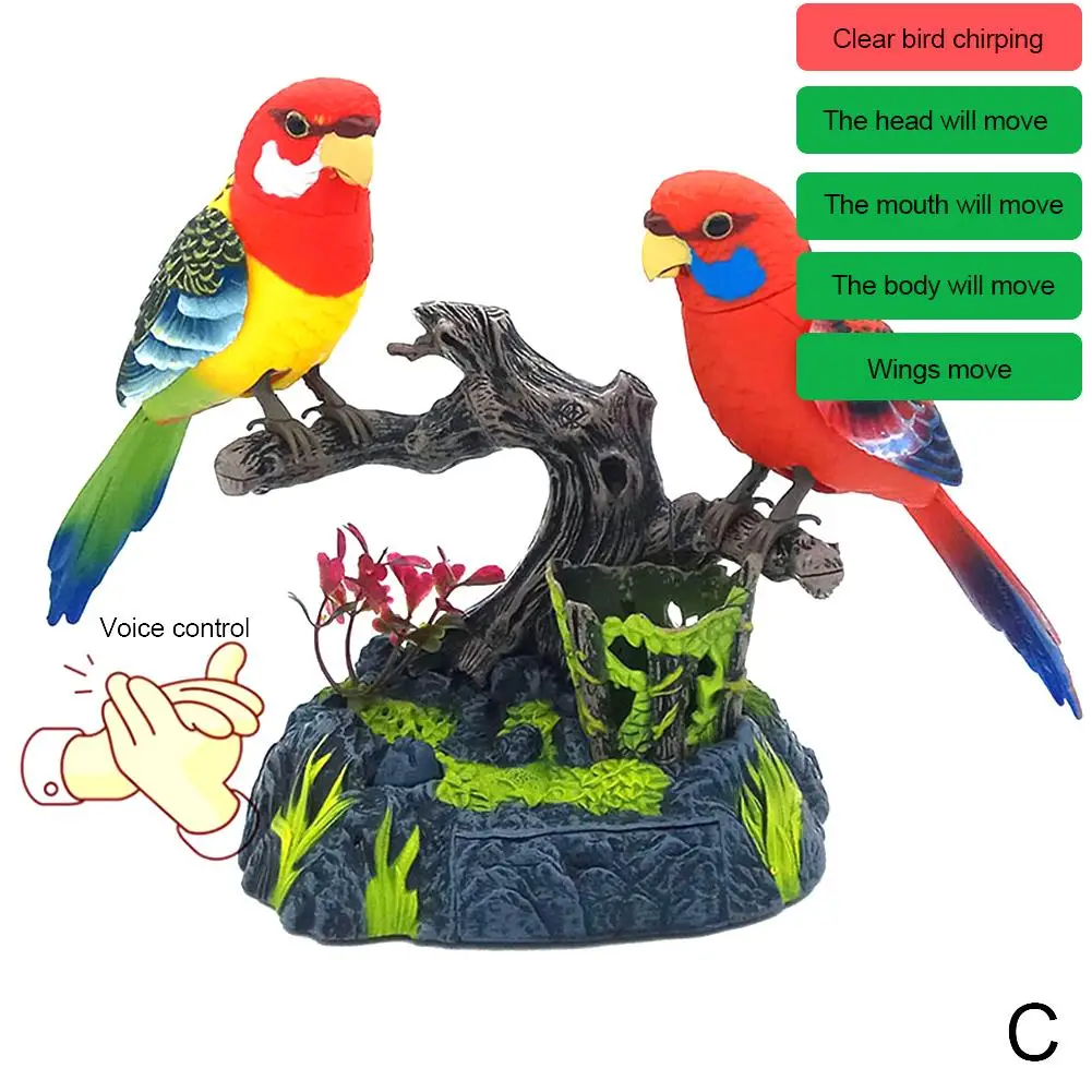 Clapping Voice Control Induction Electronic Parrot Gift Garden Display Children's Sound Electric Toy Toy Pet Bird U7n1