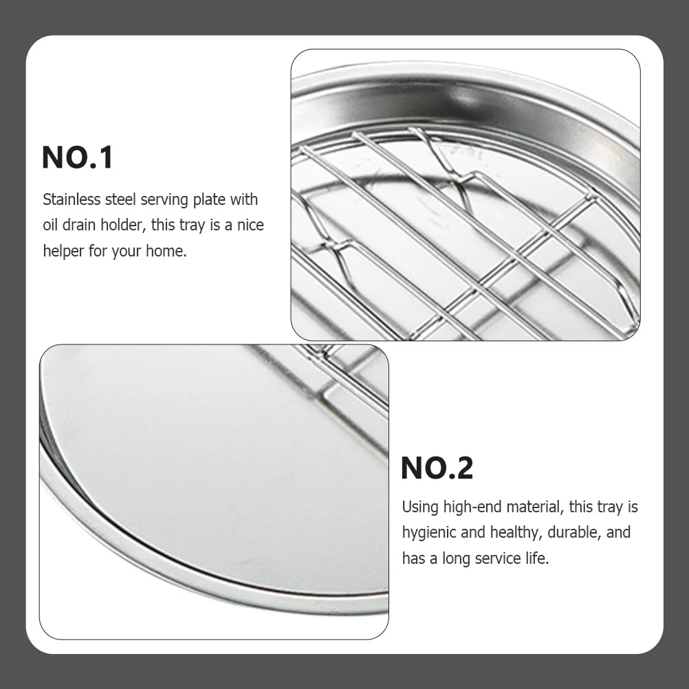 

Stainless Steel Oil Drain Tray Fried Chicken Serving Plate French Fries Snack Storage Tray Household Food Plate