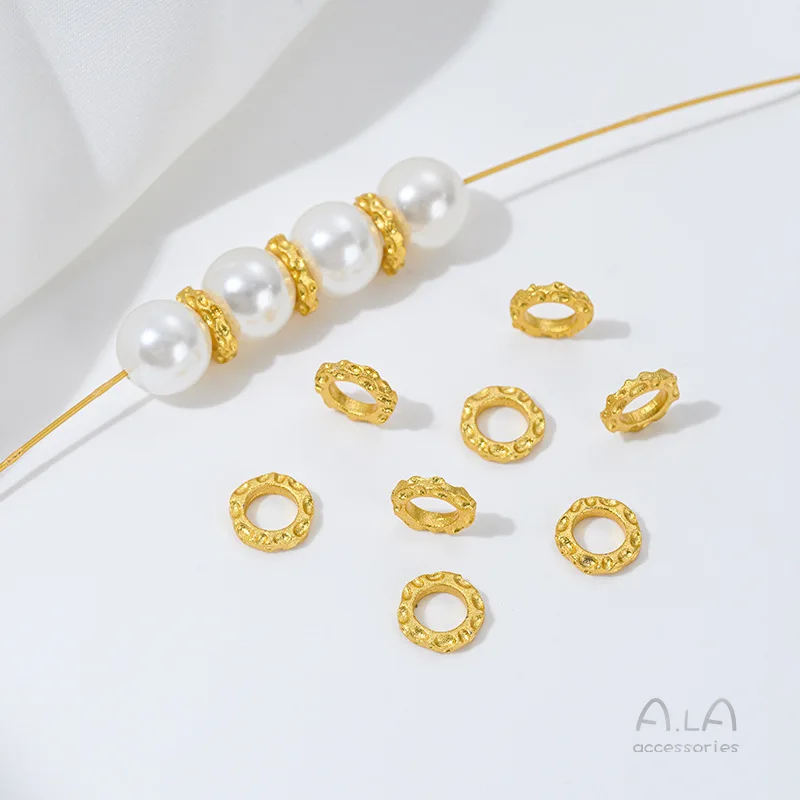 Sand Gold Hammer Ring Cut Beads Inlaid With Zirconium Running Ring Pumpkin Beads Fish-shaped Beads DIY Jewelry Accessories