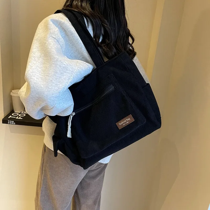 

Simple striped suede messenger bag, pure color shoulder bag, vintage multi-functional handbag, suitable for work and shopping