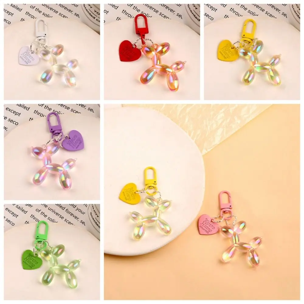 Sweet Dazzling Colors Jelly Balloon Puppy Keychain Dog Acrylic Cartoon Puppy Pendant Korean Style Love Pendant Decoration