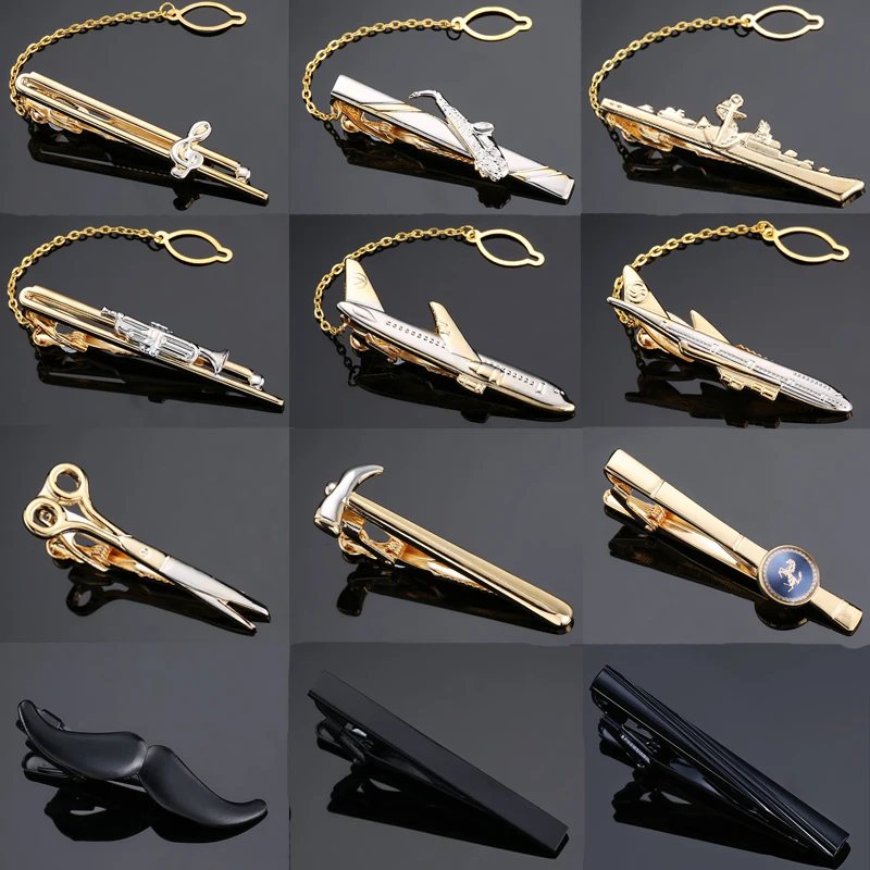 Aircraft tie clip fashionable men's shirt pilot tie accessory pin airplane music tie clip， manufacturer direct wholesale