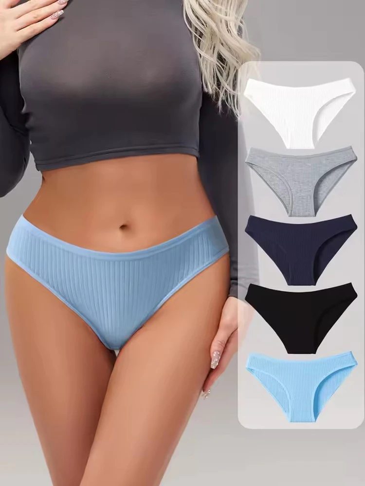 

5 шт., женские трусики, полосатые трусы, сексуальное женское дышащее нижнее белье, хлопковое женское белье, мягкие трусики, однотонные женские трусы