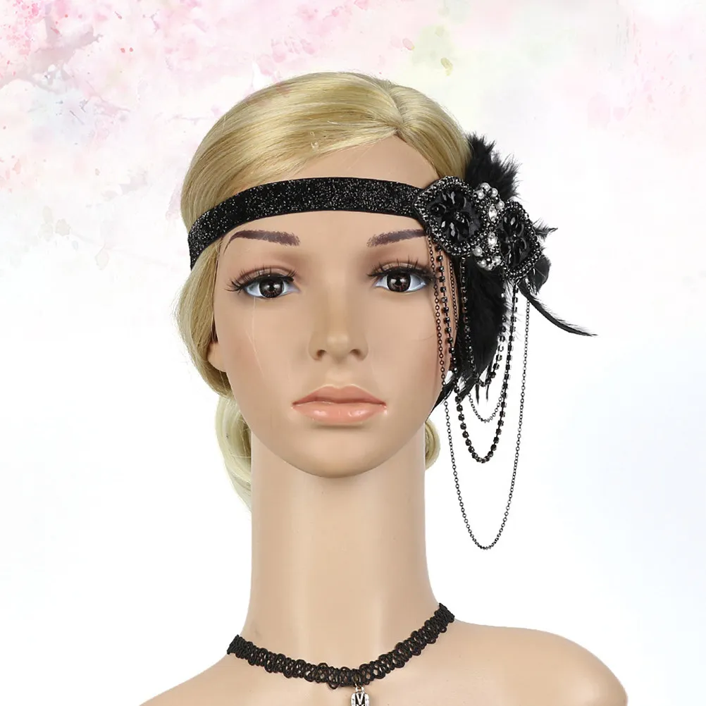 

Повязка для волос с черными кисточками и цепочкой, женская повязка на голову, элегантный реквизит для фотосессии, свадебные аксессуары для волос, легкая и удобная