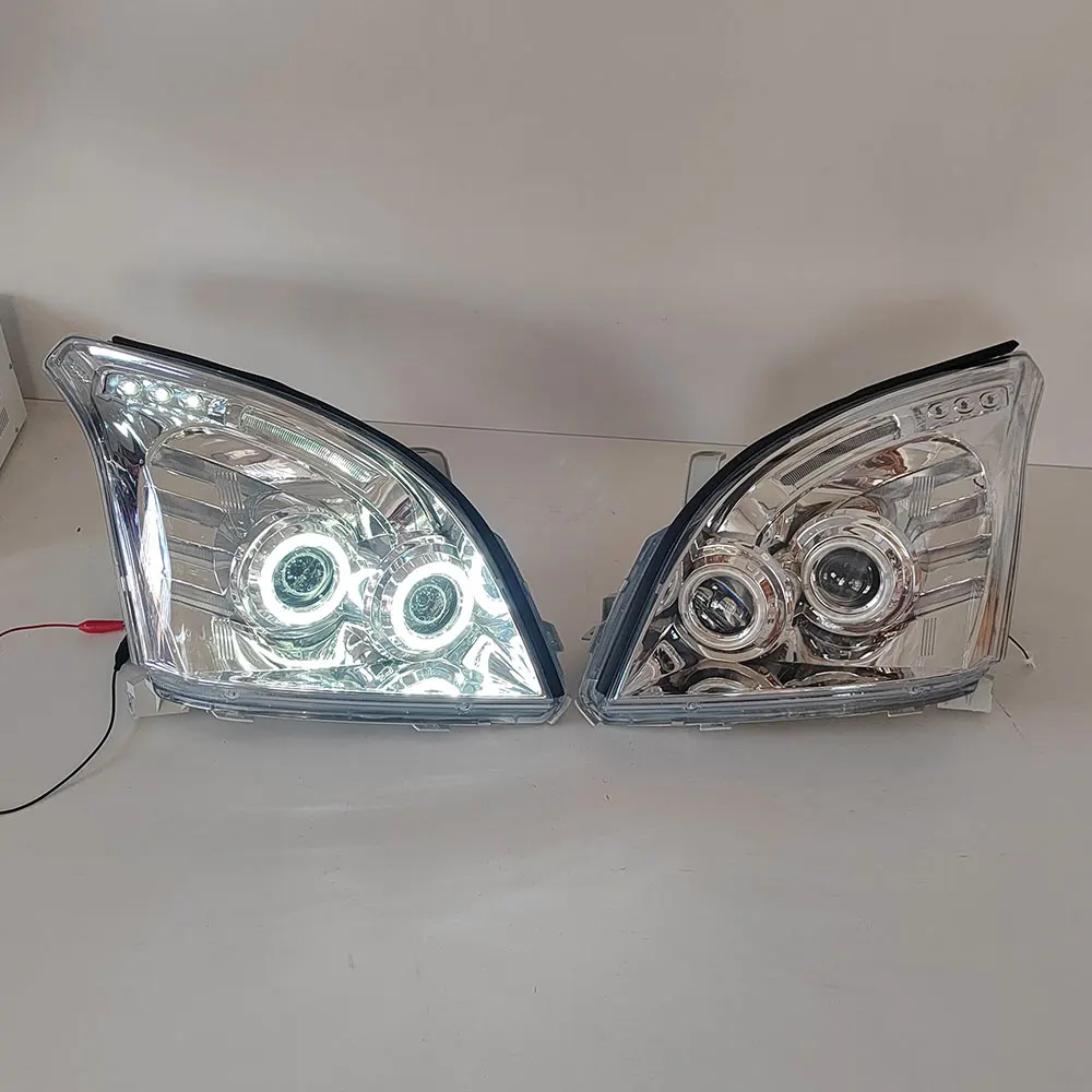 2PCS  Lens Car Headlights for Toyota Prado RZJ120 FJ120 LC120 2003 to 2008 Modified White LED Headlamp Angel