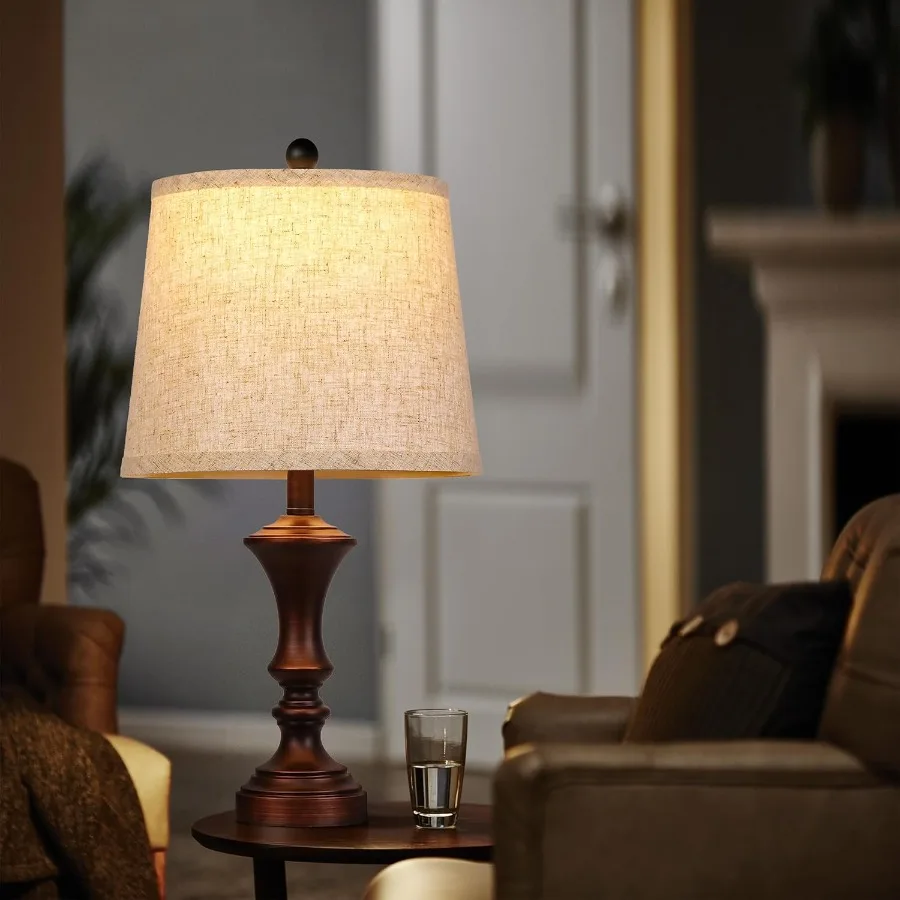 Retro Table Lamps Set of 2 Nightstand Lamp for Bedroom Vintage Rustic Table Lamps for Living Room Traditional Nightstand Bedsid