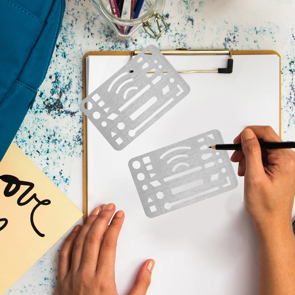 6 Pcs Stainless Steel Wiping Tools Drawing Stencils Drafting Engineering Erasing Shield for Shields