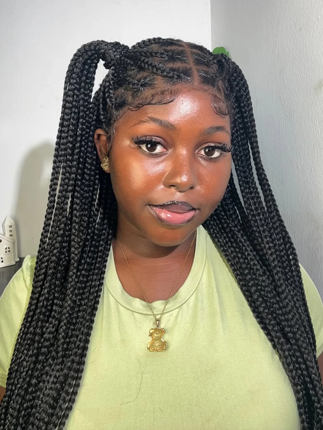 

Synthetic Long Box Braided Wigs Tribal Cornrows Braids Knotless Box Full Lace Wigs With Baby Hair Braided Wigs For Black Women