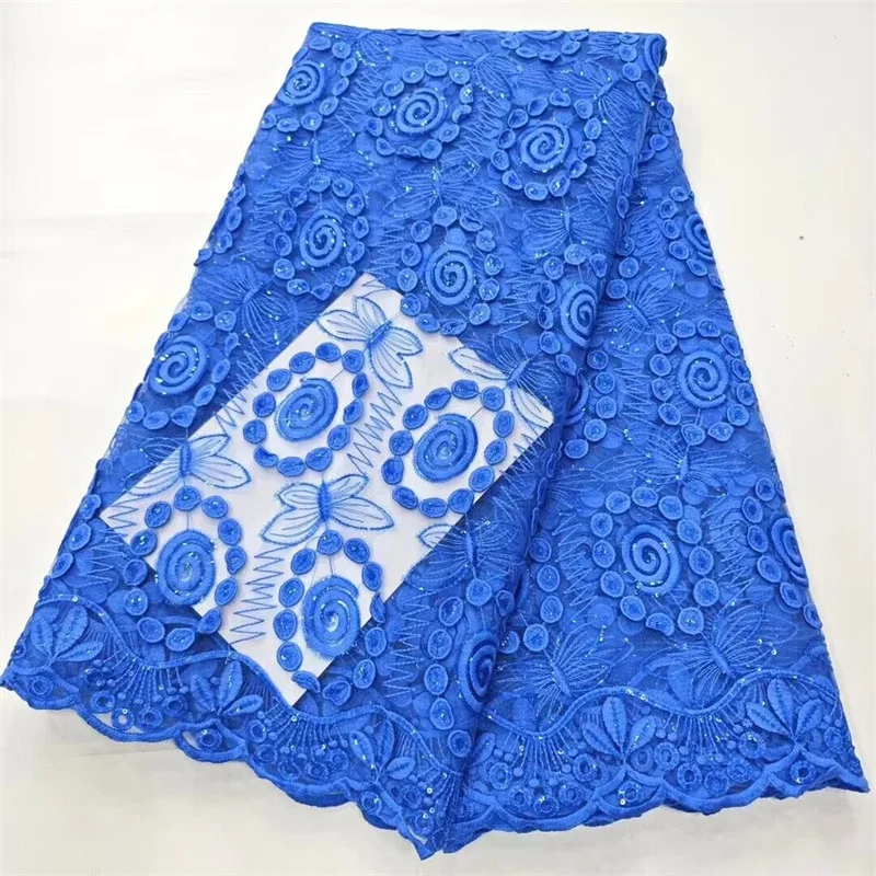 

2024 Royal blue Sequins Lace Fabric With Sequins For Bridal Dress Luxury Evening Dress French Lace 5 Yards Green