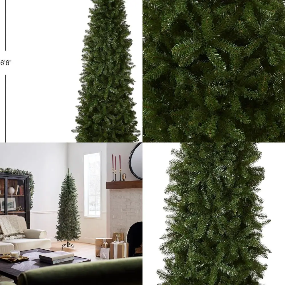 

Тонкая зеленая искусственная рождественская елка высотой 6,5 футов, 719 советов, с подставкой, неосвещенная