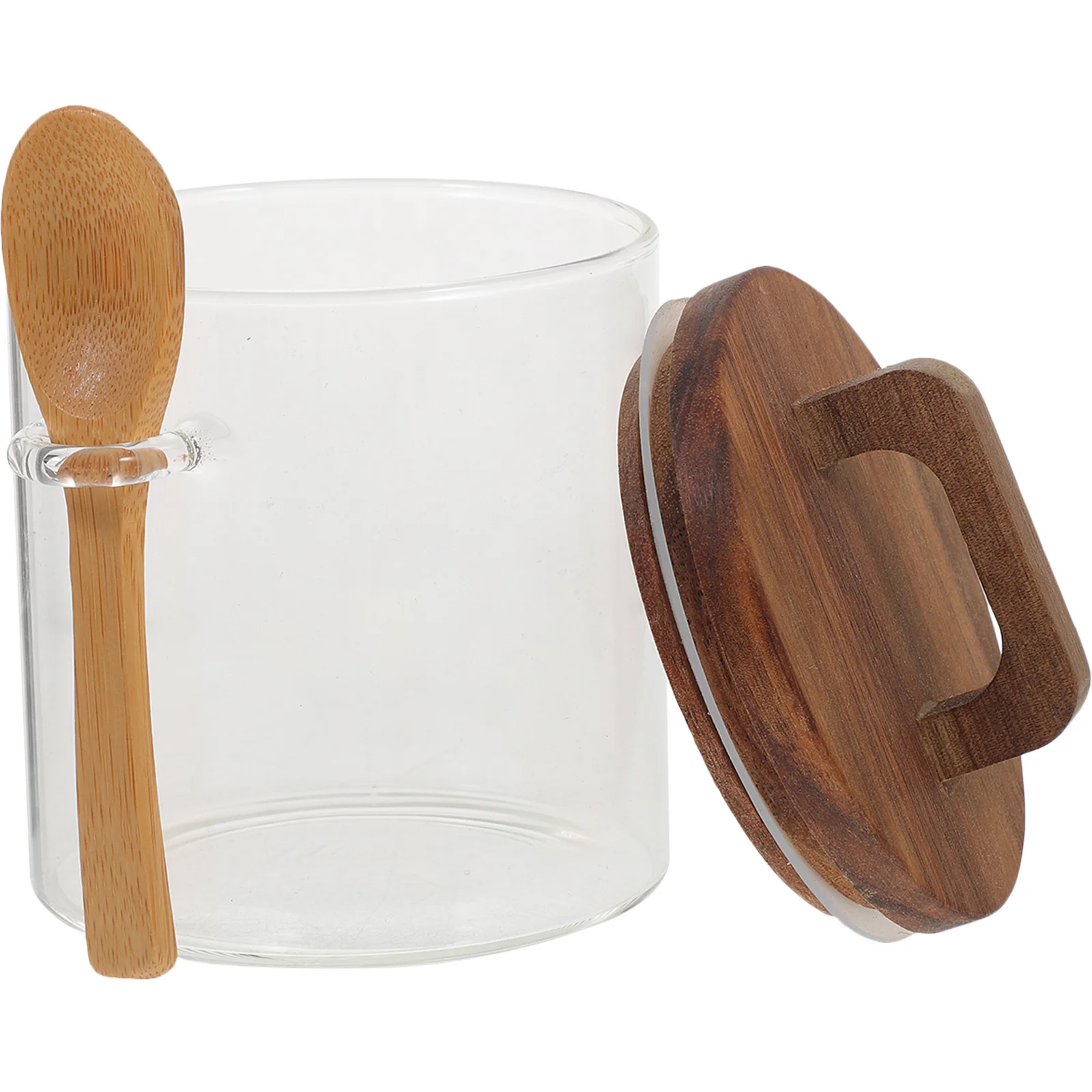 

1Set Portable Glass Jar with Spoon Condiment Jars Seasoning Storage Holder for Camping Picnic Kitchen Supplies