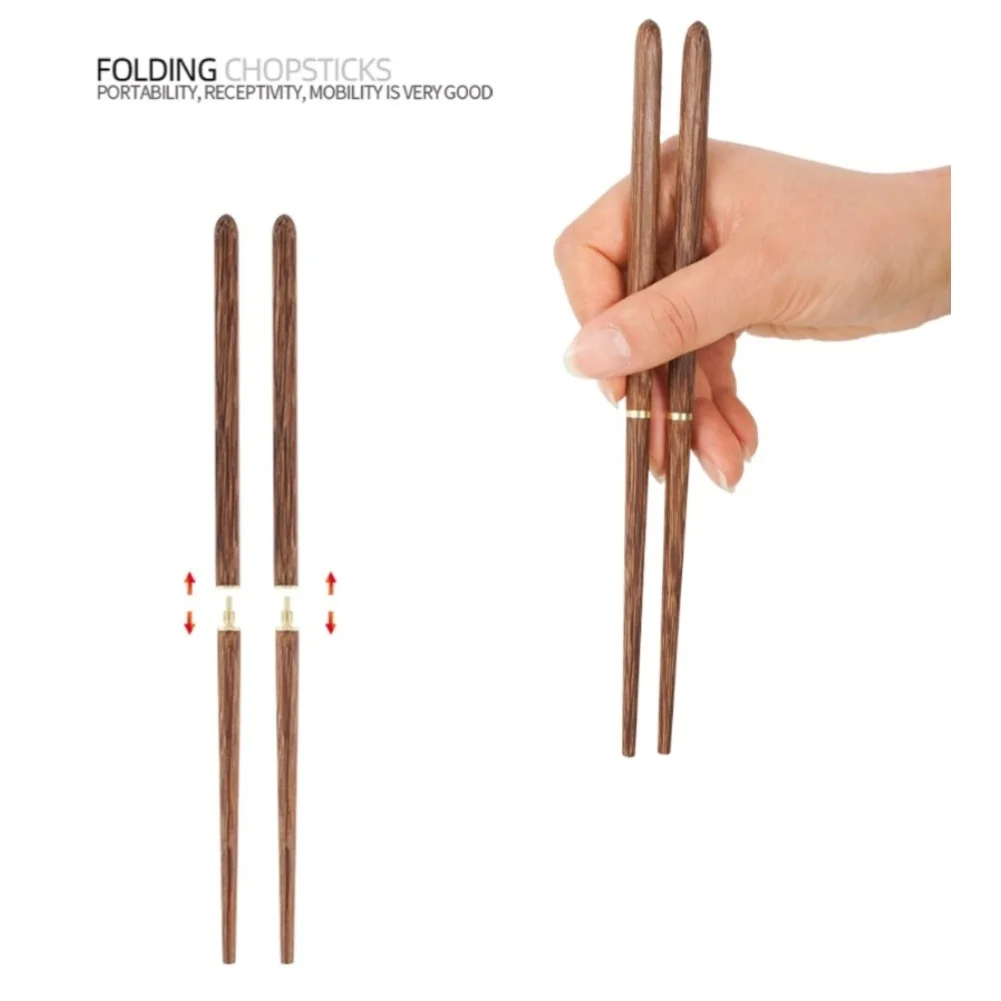 Lightweight 45 55g Folding Chopsticks Set with Natural Wood Build and Secure Lock Joint for Camping Hiking Backpacking Travel