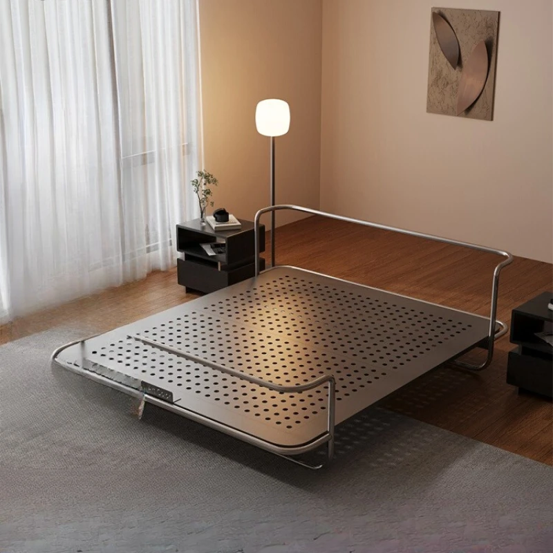 

Stainless steel double bed light luxury metal antique style