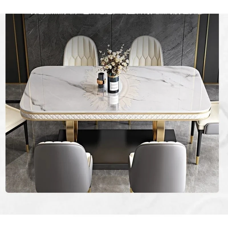 Small apartment high-end rectangular modern simple marble dining table