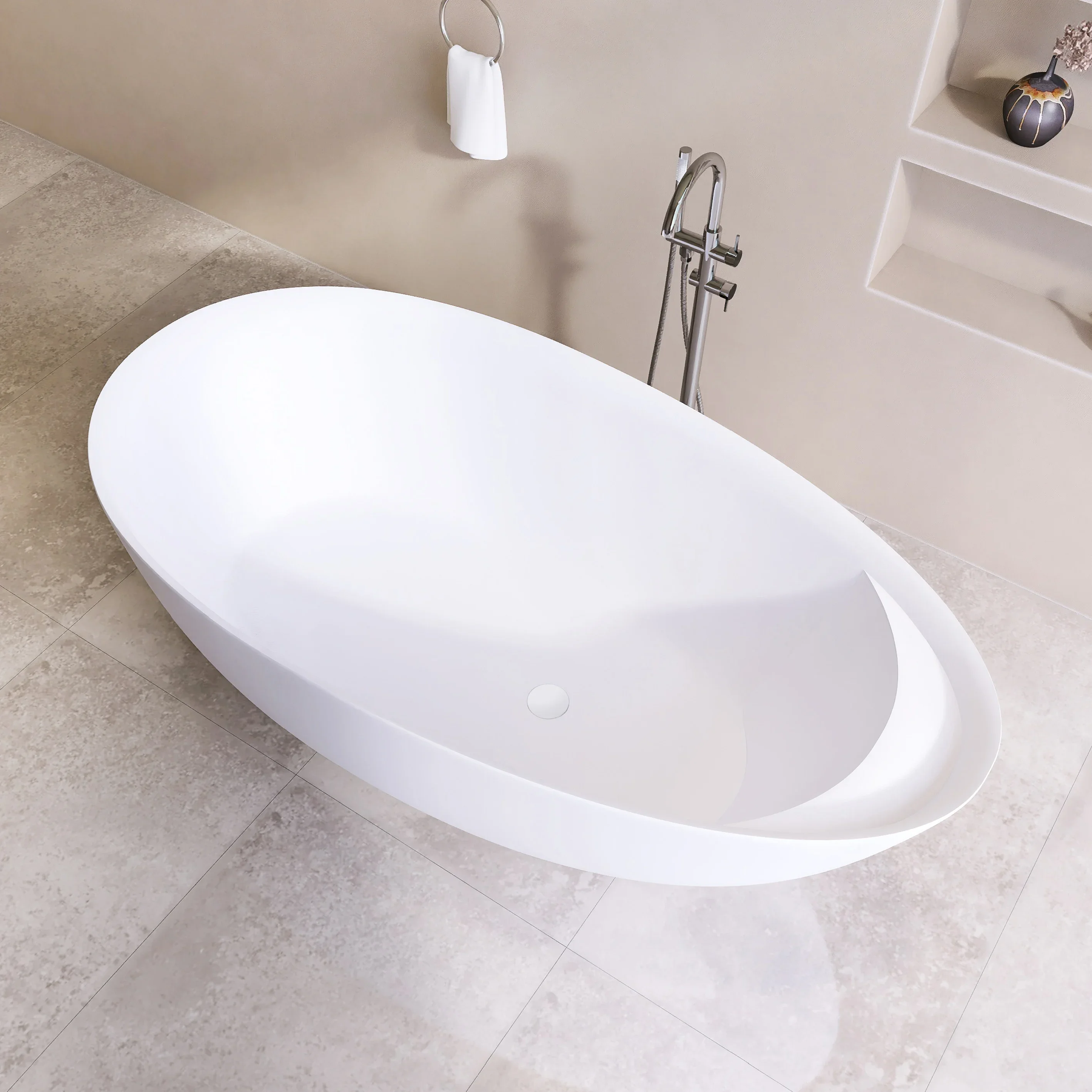 

Independent integrated seamless polymer artificial stone bathtub