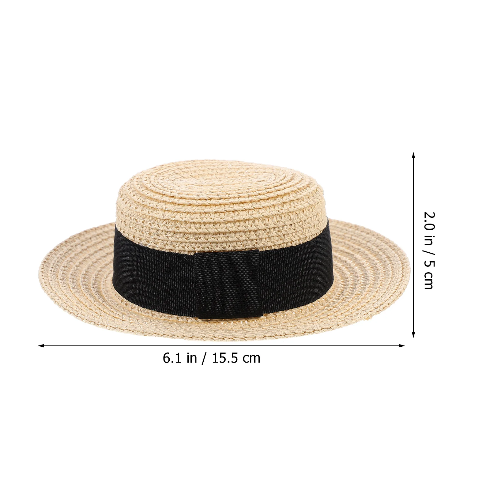 

Straw Hat Decor Accessory Hand Woven nament Collection Adornment Party Supplies Flat Top Design Long Lasting Use Vivid Toy